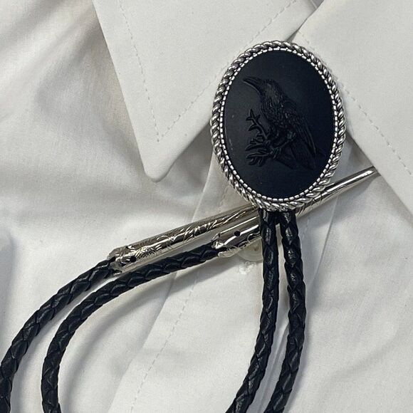 Steampunk Gothic Raven Black Crow Bolo Lariat Tie Y Necklace Southwest Valentine - Picture 14 of 14